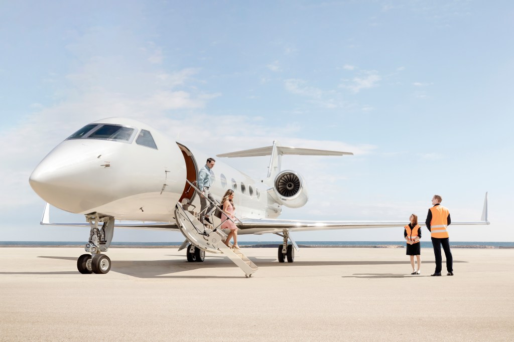 Charter aircraft with people and staff